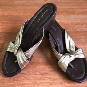 Very Nice Maria Sharapova for Cole Haan Gold Slide Sandals sz 8 B